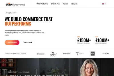 Screenshot of the Think Commerce homepage