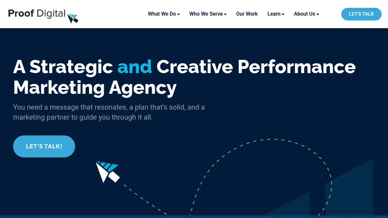 Screenshot of the Proof Digital homepage
