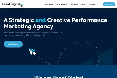 Screenshot of the Proof Digital homepage