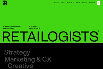 Screenshot of the Retailogists homepage