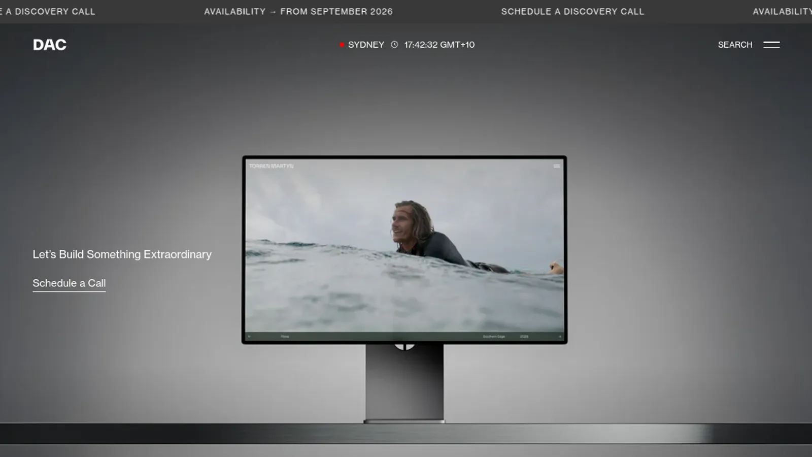 Screenshot of the DAC DESIGN homepage
