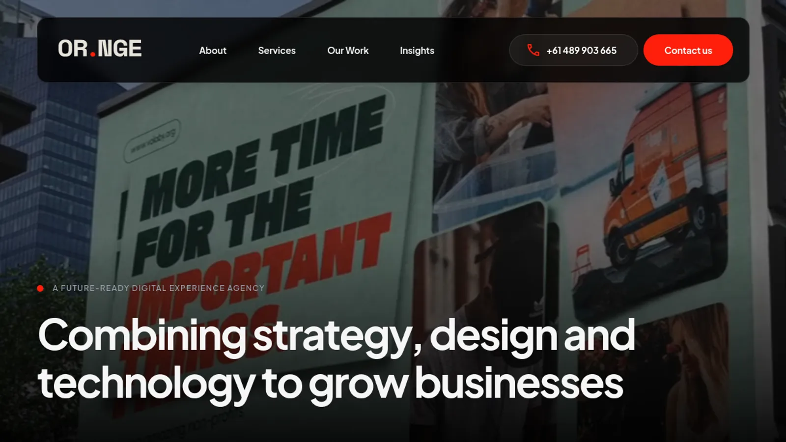 Screenshot of the Orange Digital homepage
