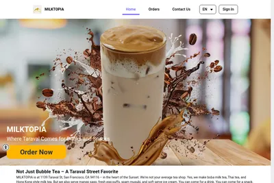 Milktopia website homepage