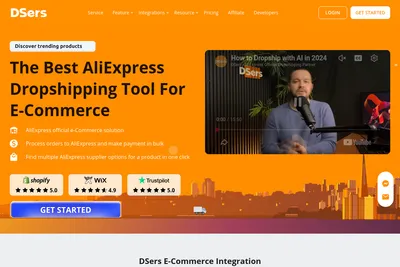 Screenshot of the DSers homepage