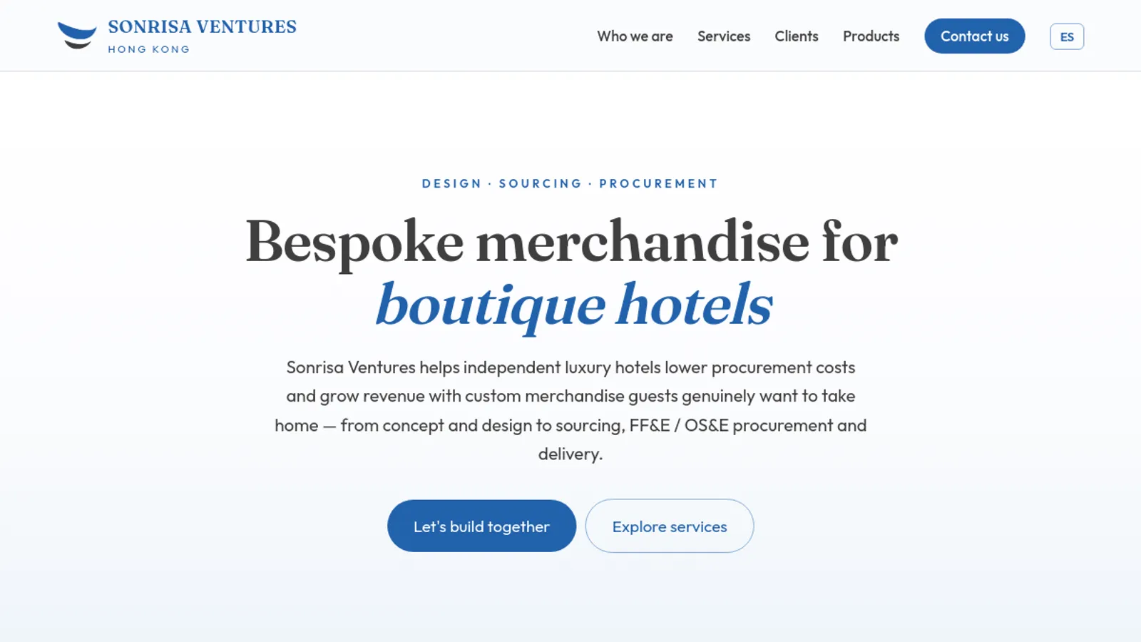 Screenshot of the Sonrisa Ventures homepage