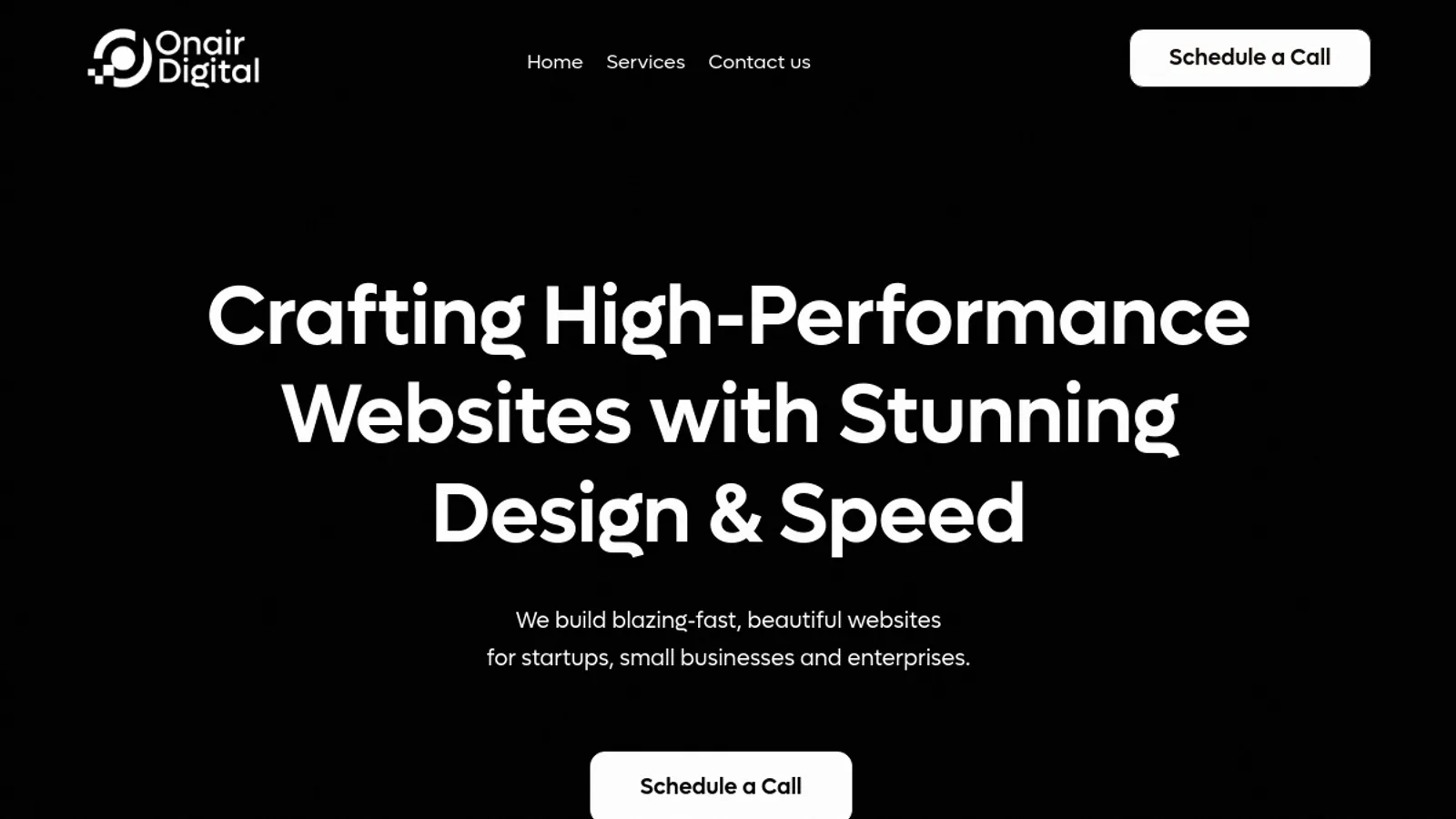 Screenshot of the OnAir Digital Pvt Ltd homepage