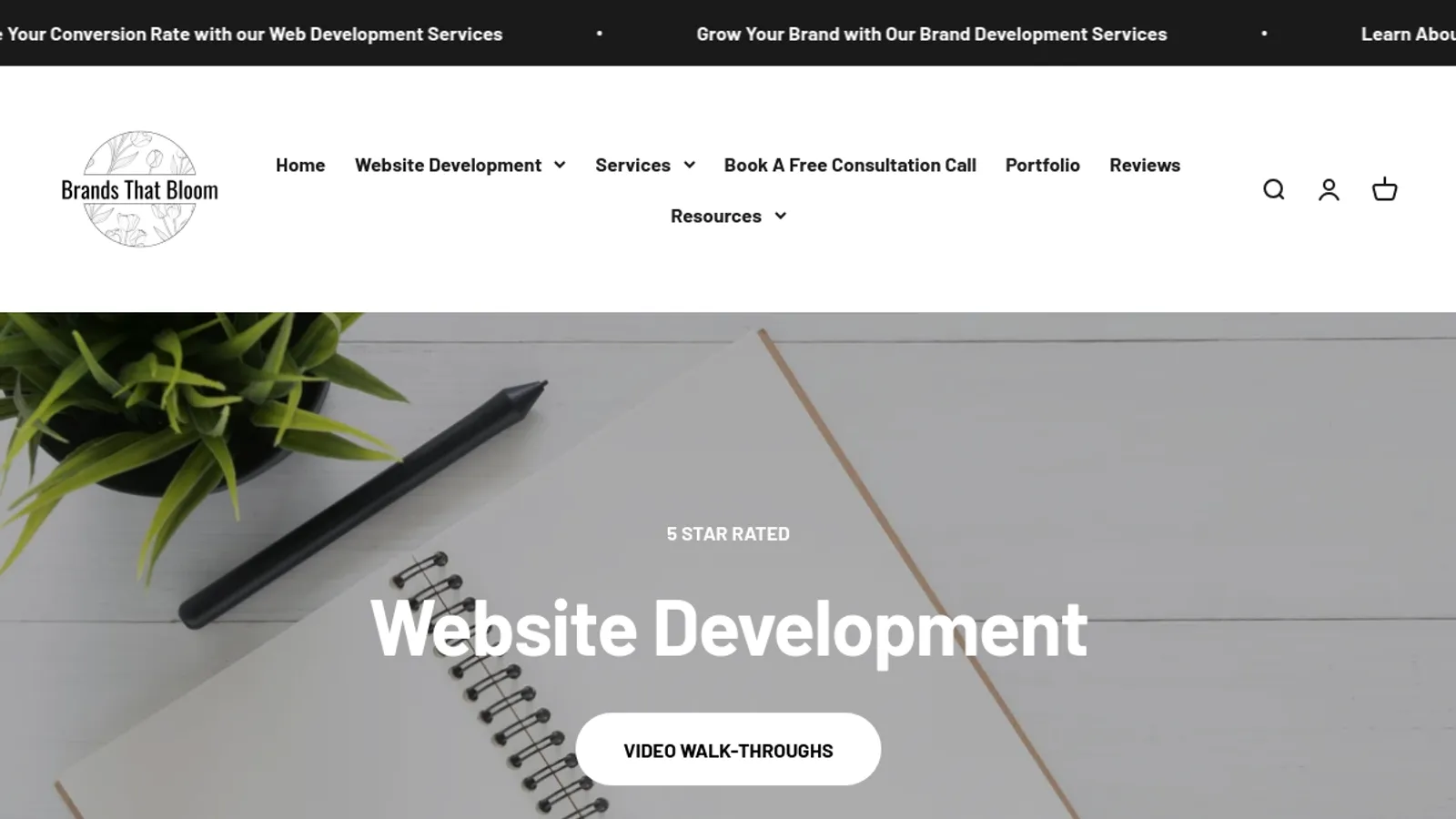 Screenshot of the Brands That Bloom homepage