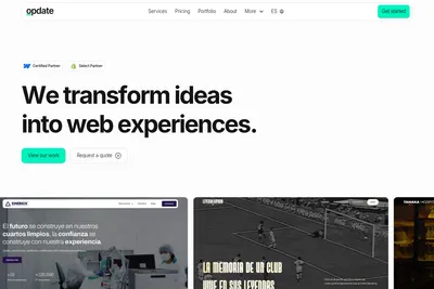 Screenshot of the Opdate homepage