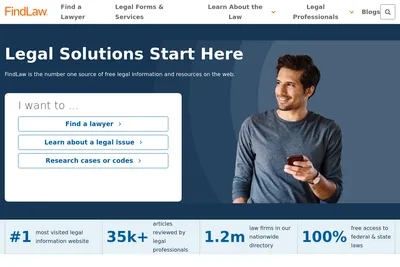 Screenshot of the FindLaw homepage