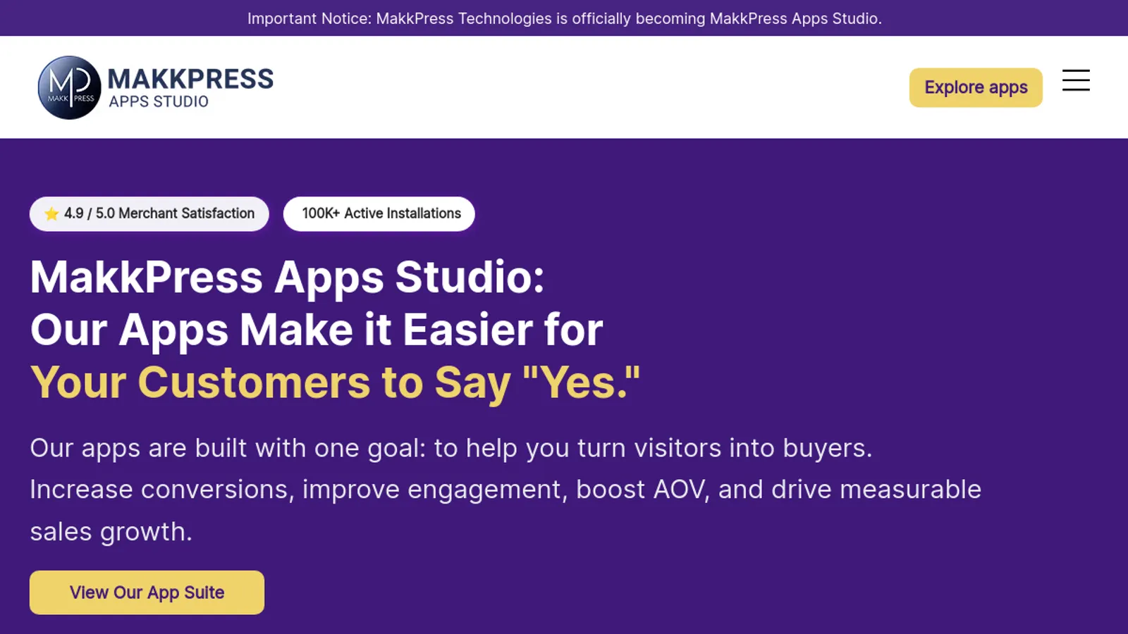 Screenshot of the MakkPress homepage