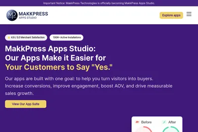 Screenshot of the MakkPress homepage