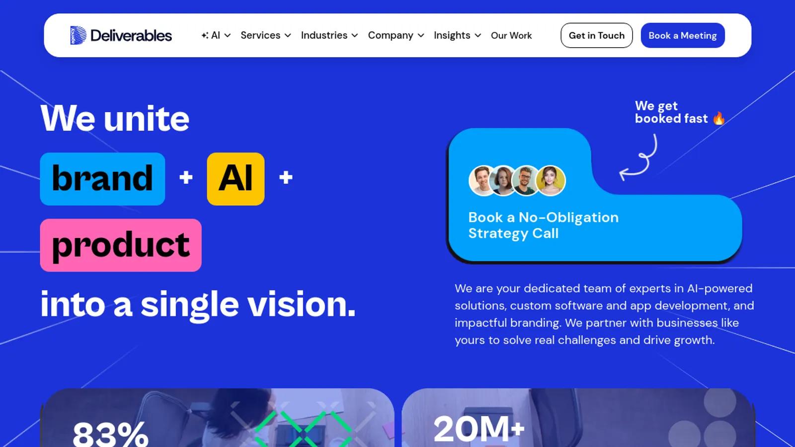 Screenshot of the Deliverables Agency homepage