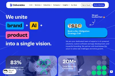 Screenshot of the Deliverables Agency homepage
