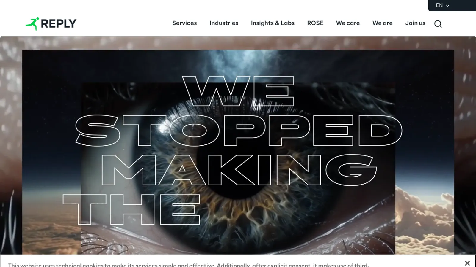 Screenshot of the Portaltech Reply homepage