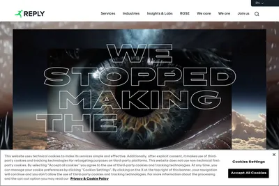 Screenshot of the Portaltech Reply homepage