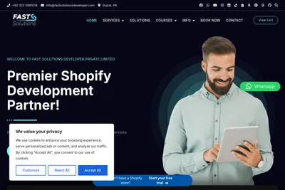 Screenshot of the Fast Solutions homepage