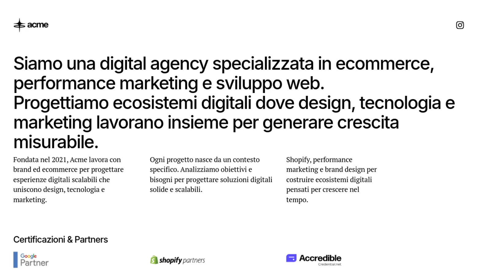 Screenshot of the Acme Digital homepage