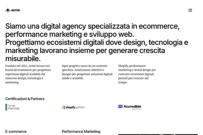 Screenshot of the Acme Digital homepage
