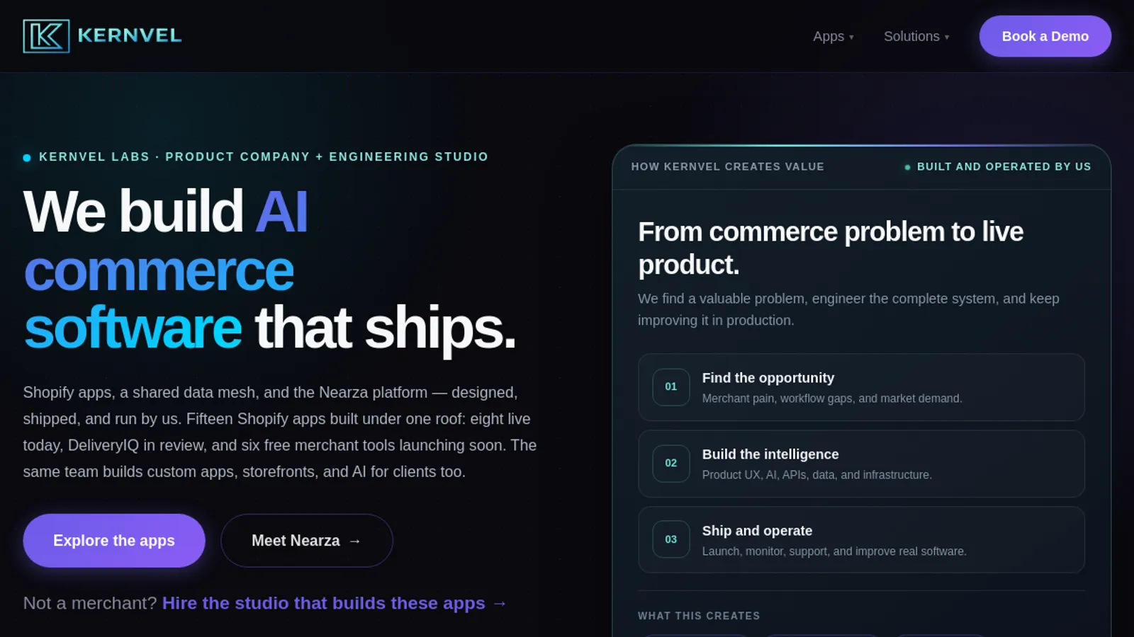 Screenshot of the Kernvel Labs homepage
