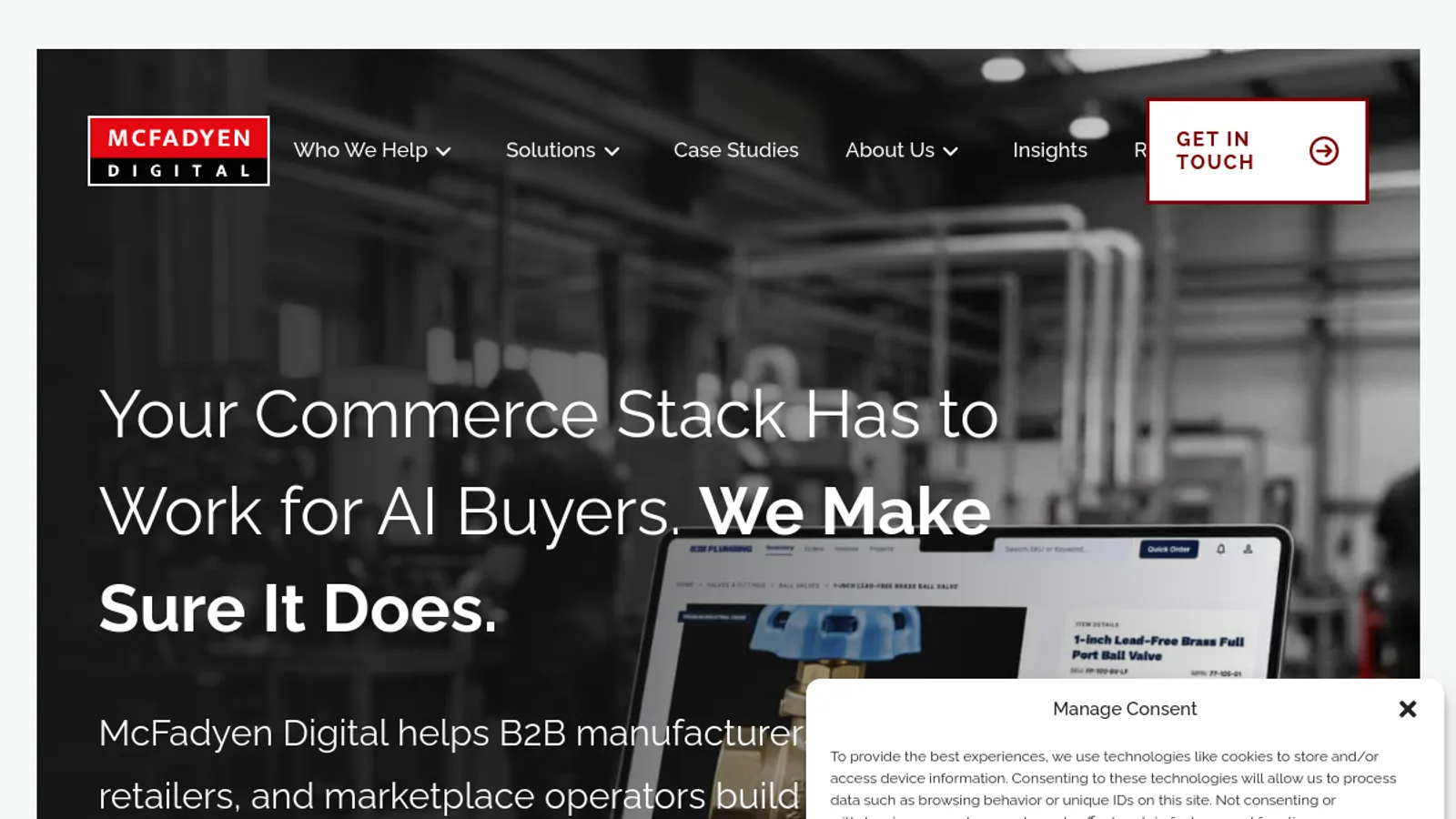 Screenshot of the McFadyen Digital homepage