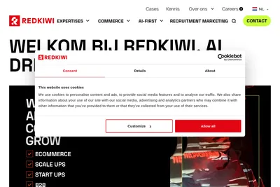 Screenshot of the Redkiwi homepage