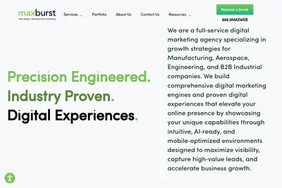 Screenshot of the MAXBURST homepage