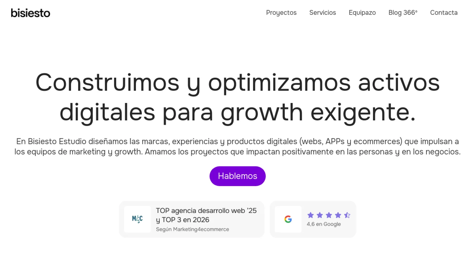 Screenshot of the Bisiesto Estudio homepage