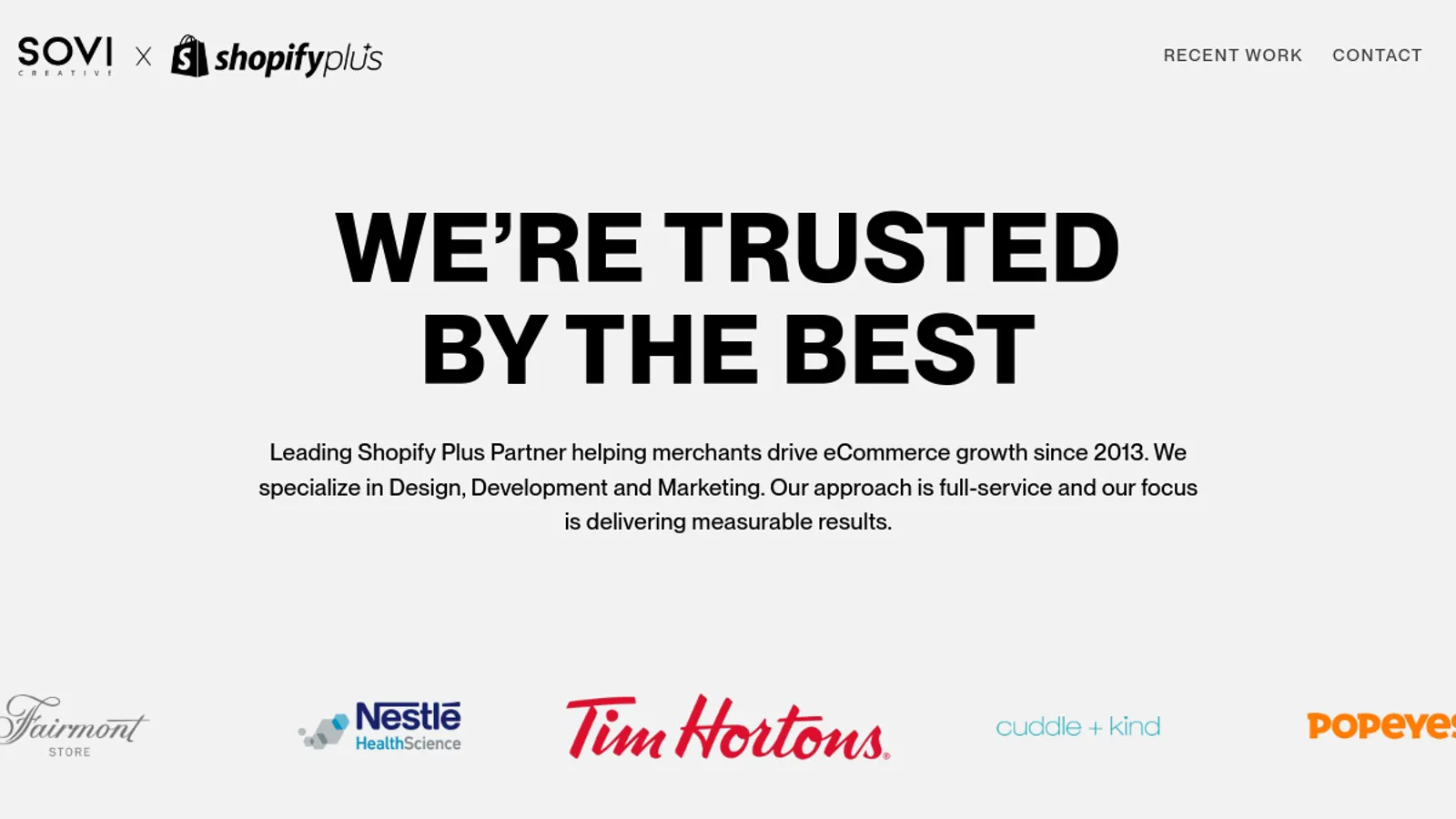 Screenshot of the Sovi Creative homepage