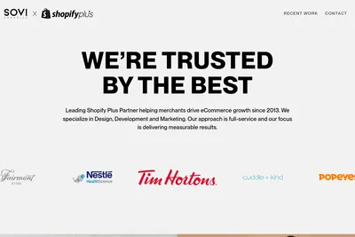 Screenshot of the Sovi Creative homepage
