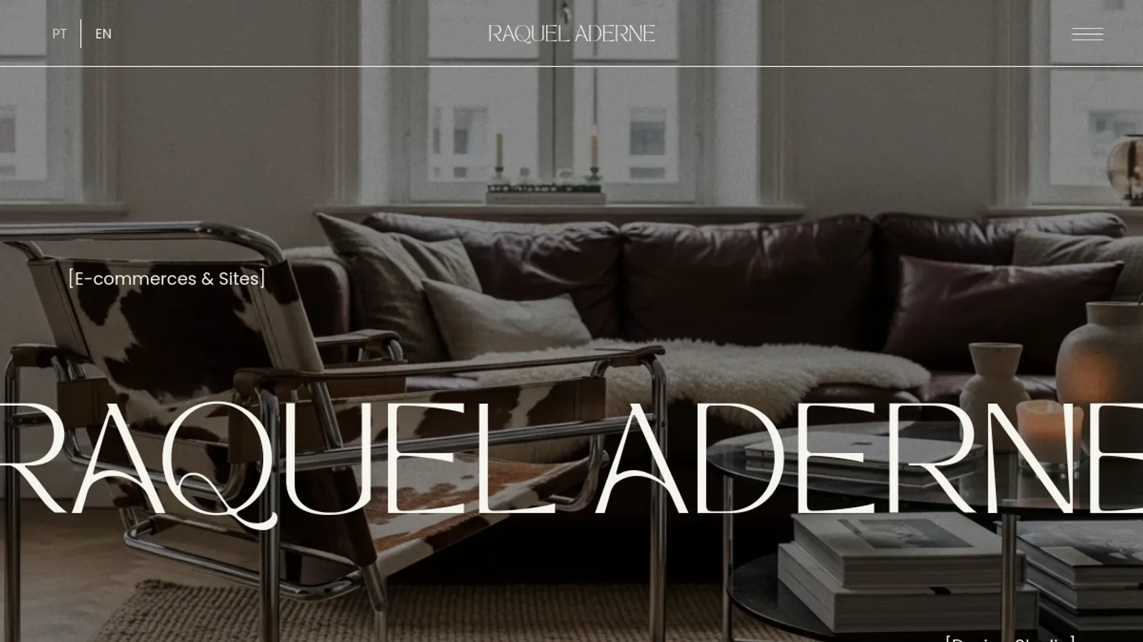 Screenshot of the Raquel Aderne Design Studio homepage