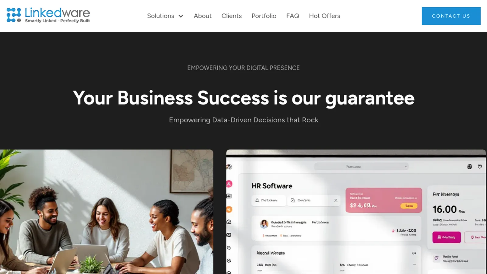 Screenshot of the Linkedware homepage