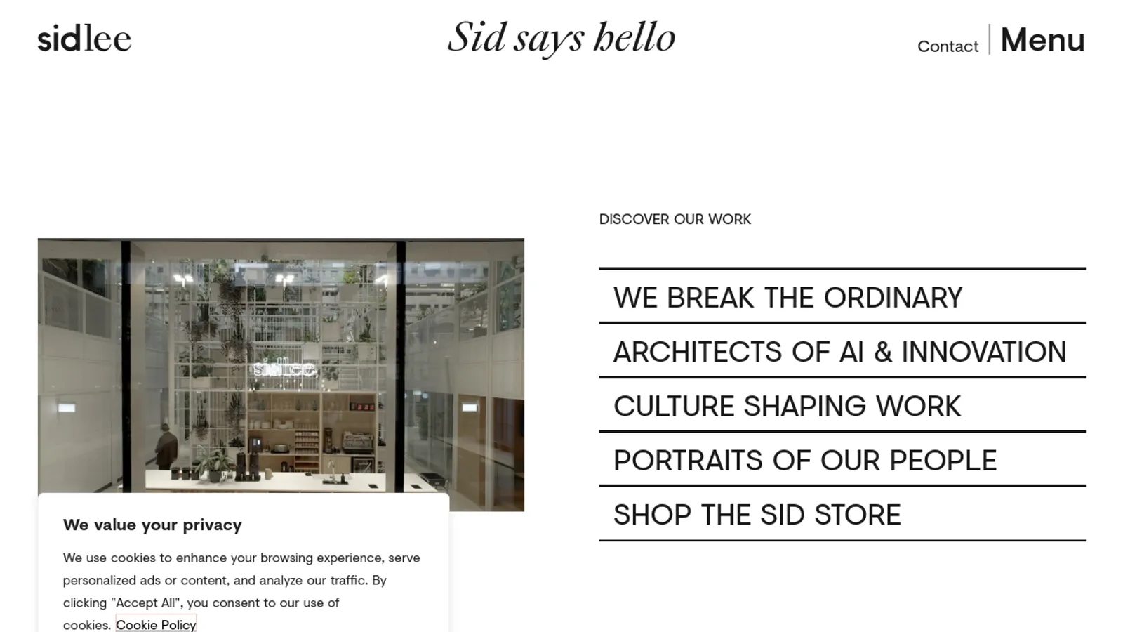 Screenshot of the Sid Lee homepage