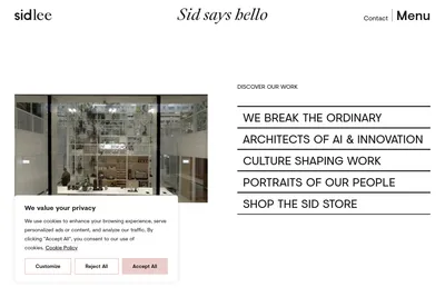 Screenshot of the Sid Lee homepage