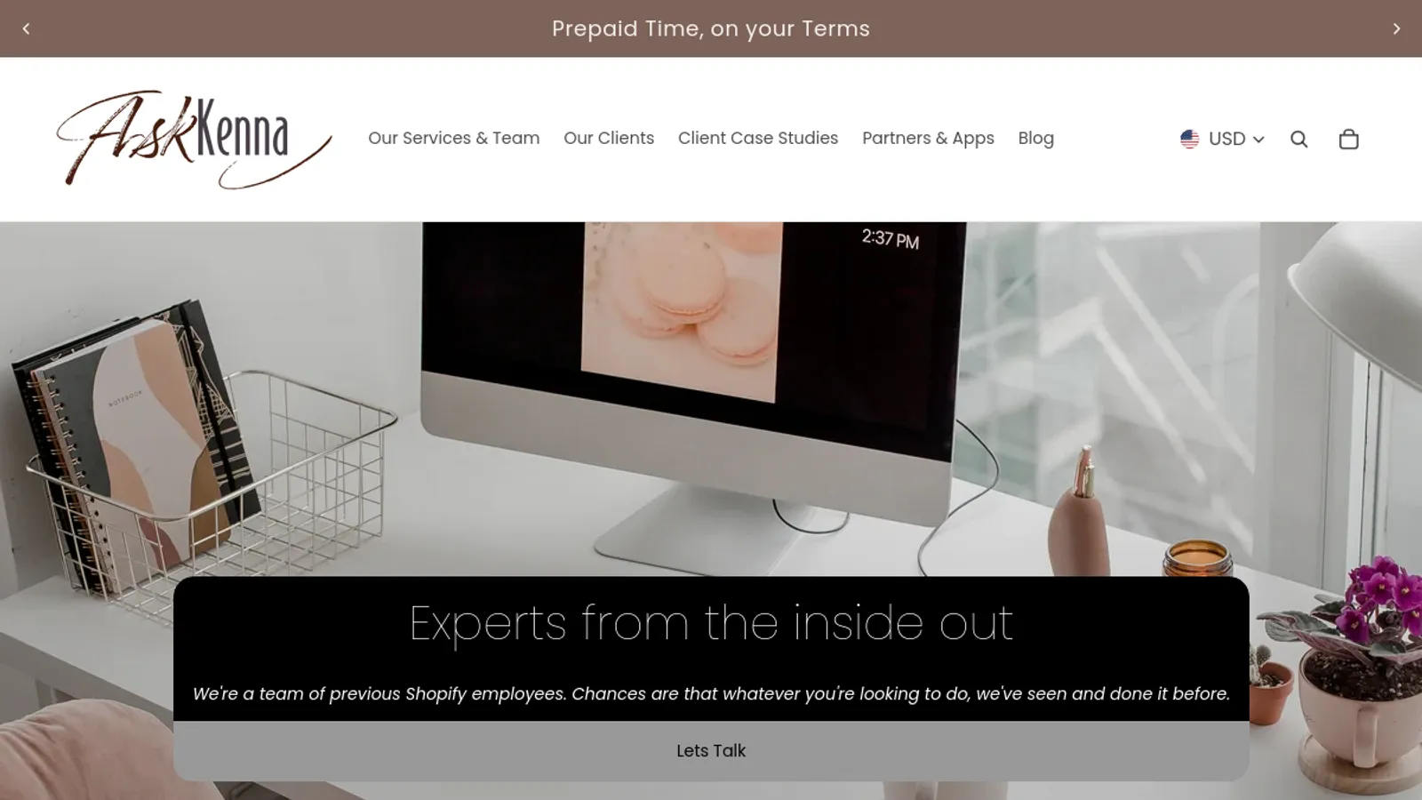 Screenshot of the Ask Kenna homepage