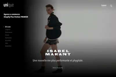 Screenshot of the Unique Paris homepage