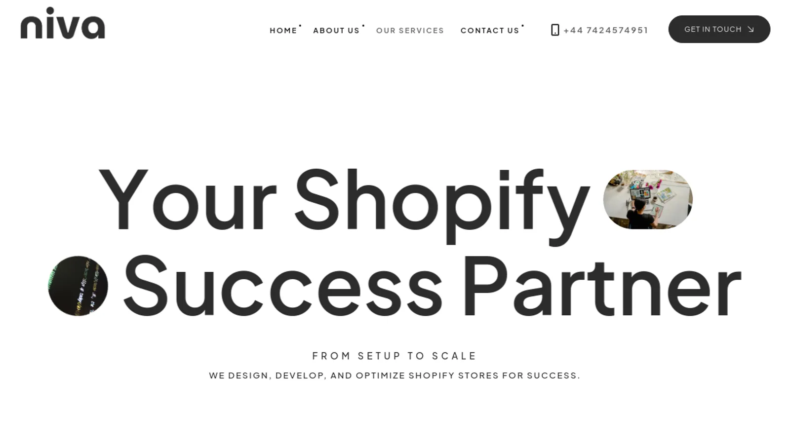 Screenshot of the Niva Commerce homepage