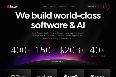 Screenshot of the Lazer Technologies homepage