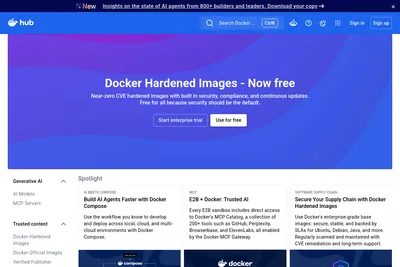 Screenshot of the Docker Hub homepage