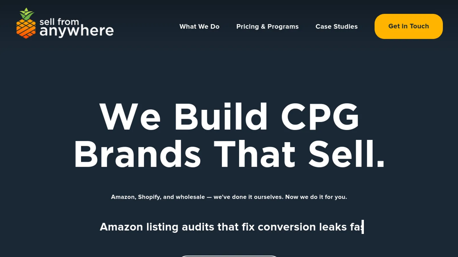 Screenshot of the Sell From Anywhere homepage