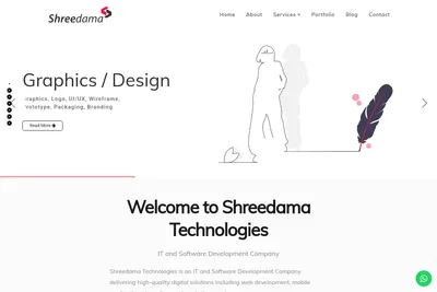 Screenshot of the Shreedama Technologies homepage