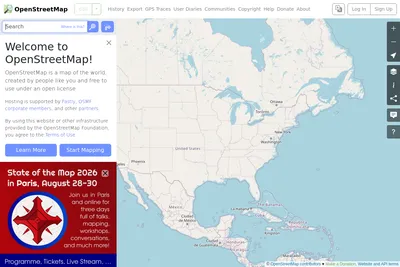 Screenshot of the OpenStreetMap homepage