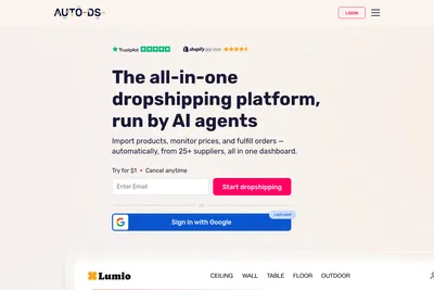 Screenshot of the AutoDS Dropshipping Tools homepage