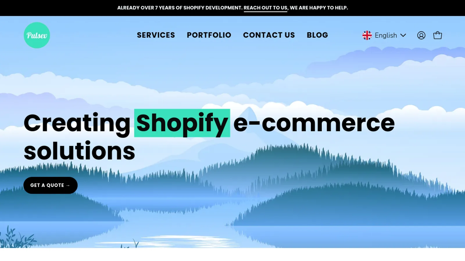 Screenshot of the Pulsev homepage