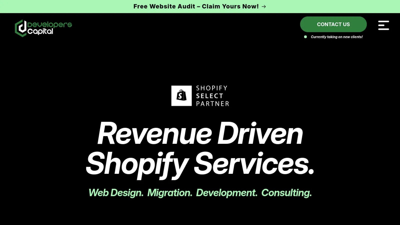 Screenshot of the Developers Capital Net homepage