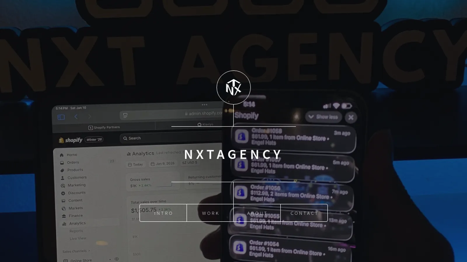 Screenshot of the NXTAgency homepage