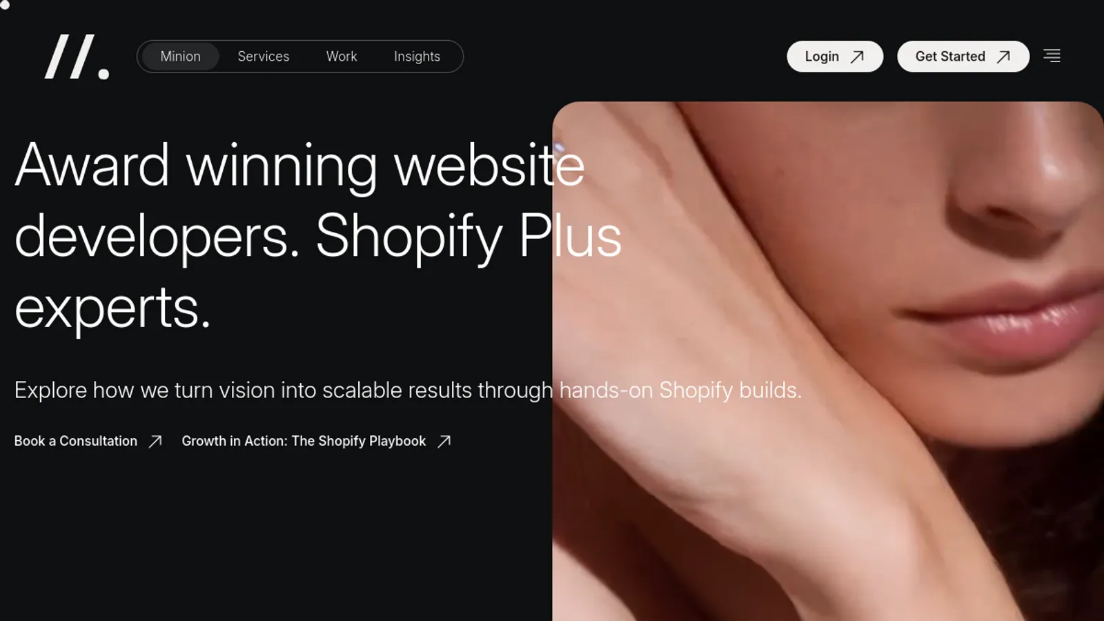 Screenshot of the Minion homepage