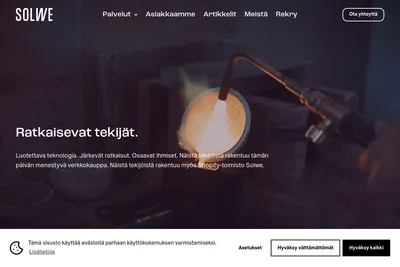 Screenshot of the Solwe homepage
