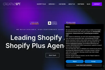 Screenshot of the Creative971 homepage