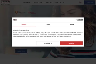 Screenshot of the Fabrity Commerce homepage