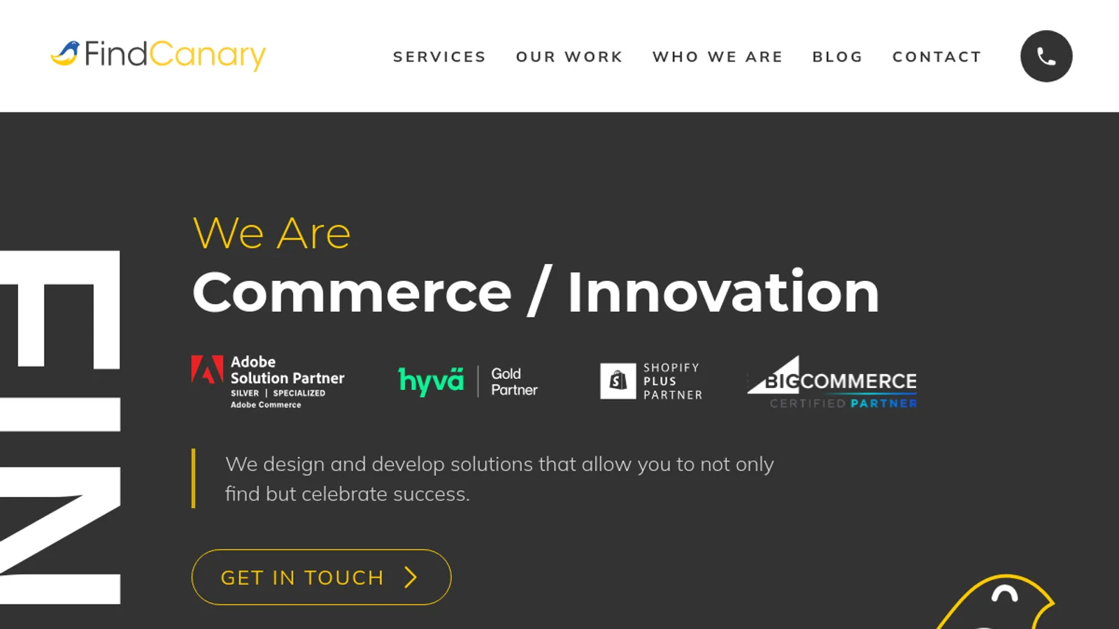Screenshot of the FindCanary homepage